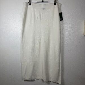 Wild Fable White Knit Floral Long Straight Skirt Size XXL